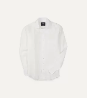 Ecru Linen Spread Collar Shirt