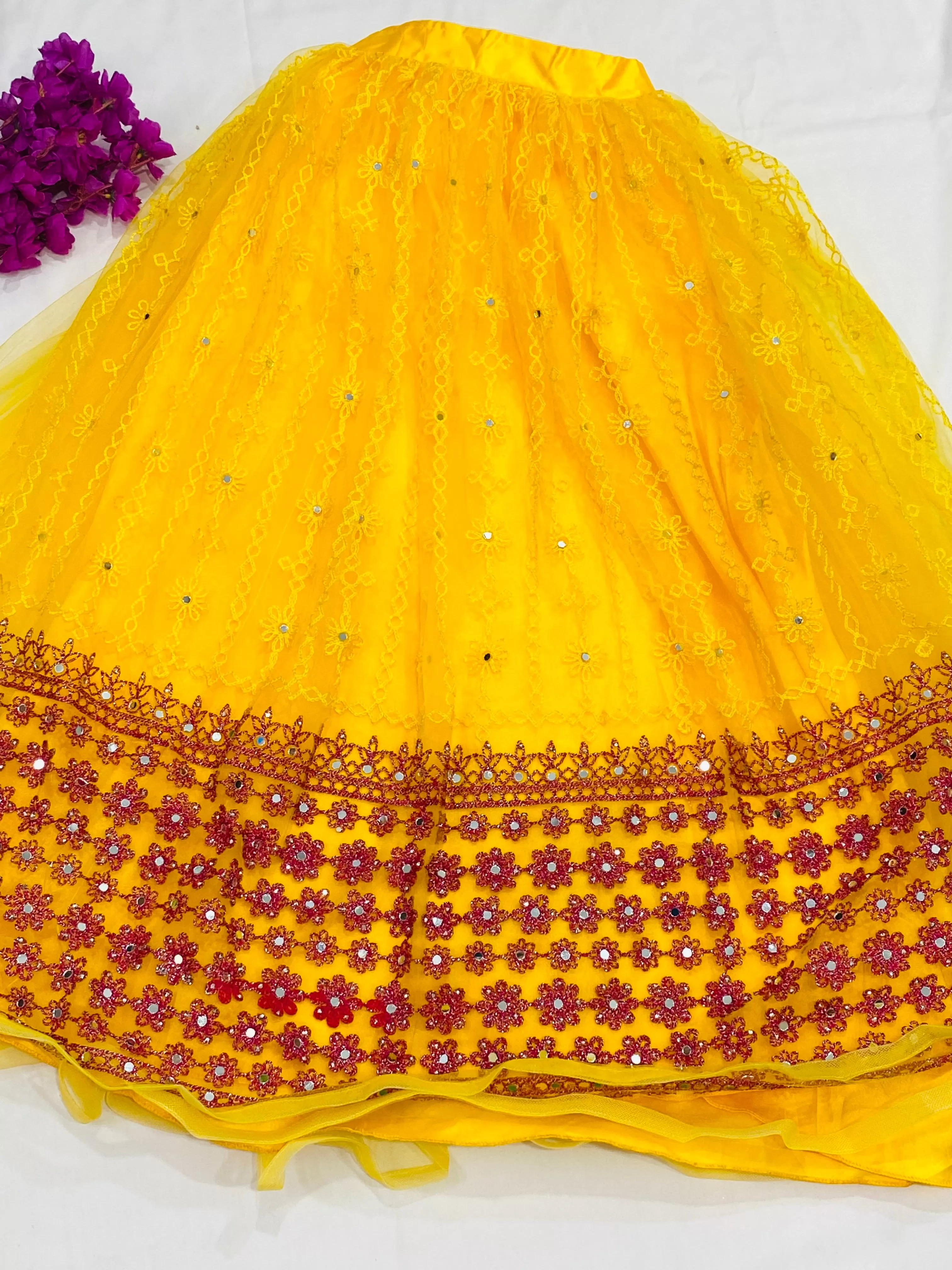 Elegant Yellow Color Designer Lehenga Choli With Embroidery Work