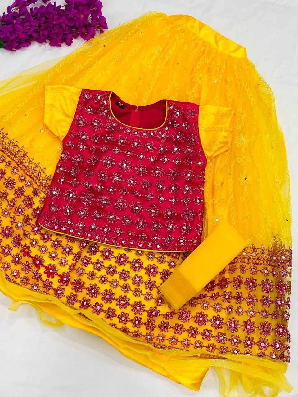 Elegant Yellow Color Designer Lehenga Choli With Embroidery Work