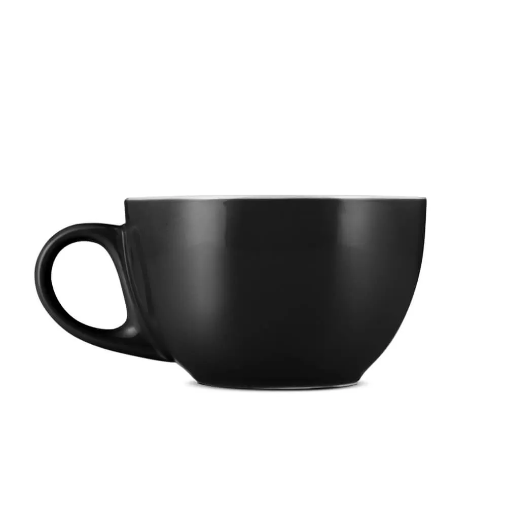 Espresso Parts Porcelain Cappuccino Cup & Saucer - Black (6oz/195ml)