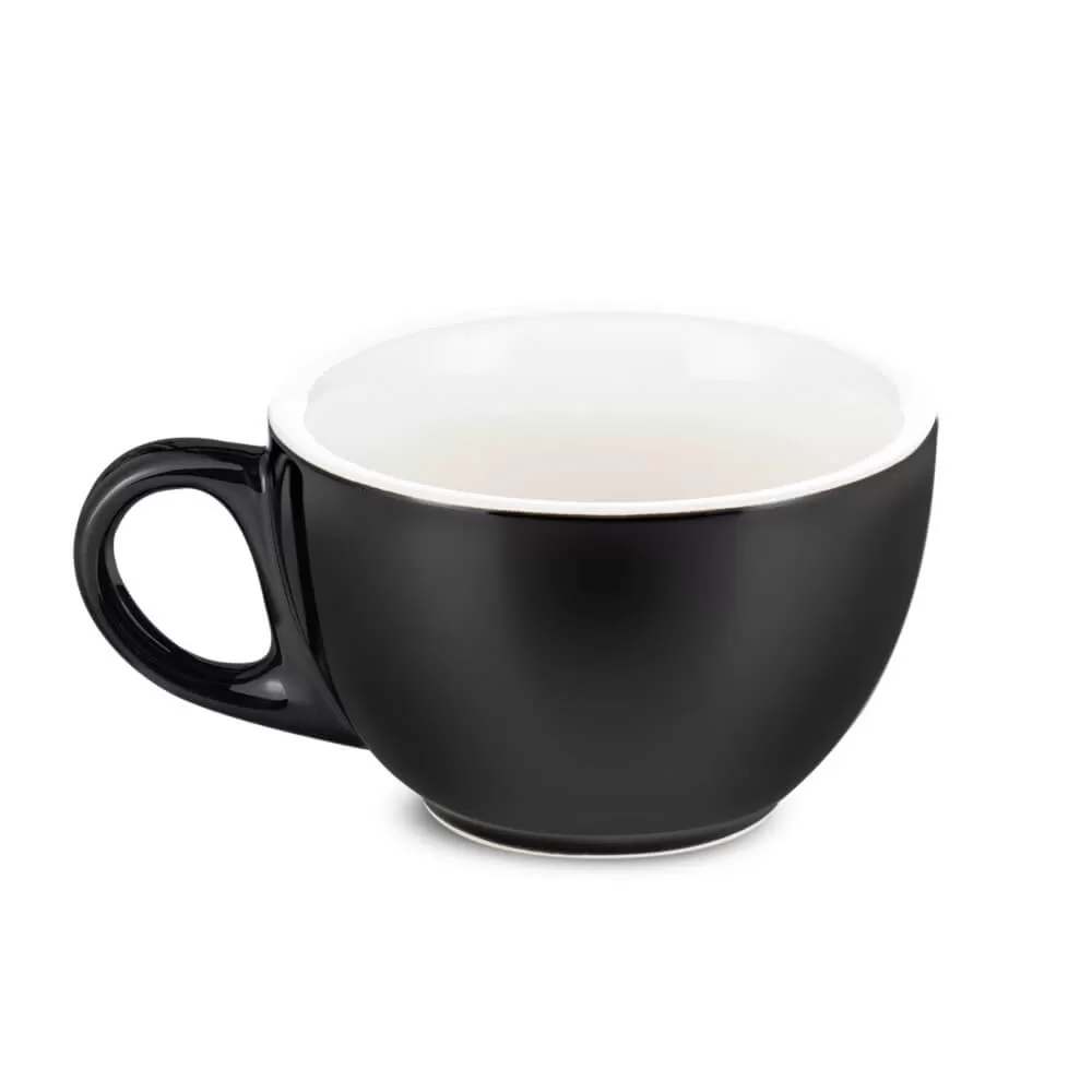 Espresso Parts Porcelain Cappuccino Cup & Saucer - Black (6oz/195ml)