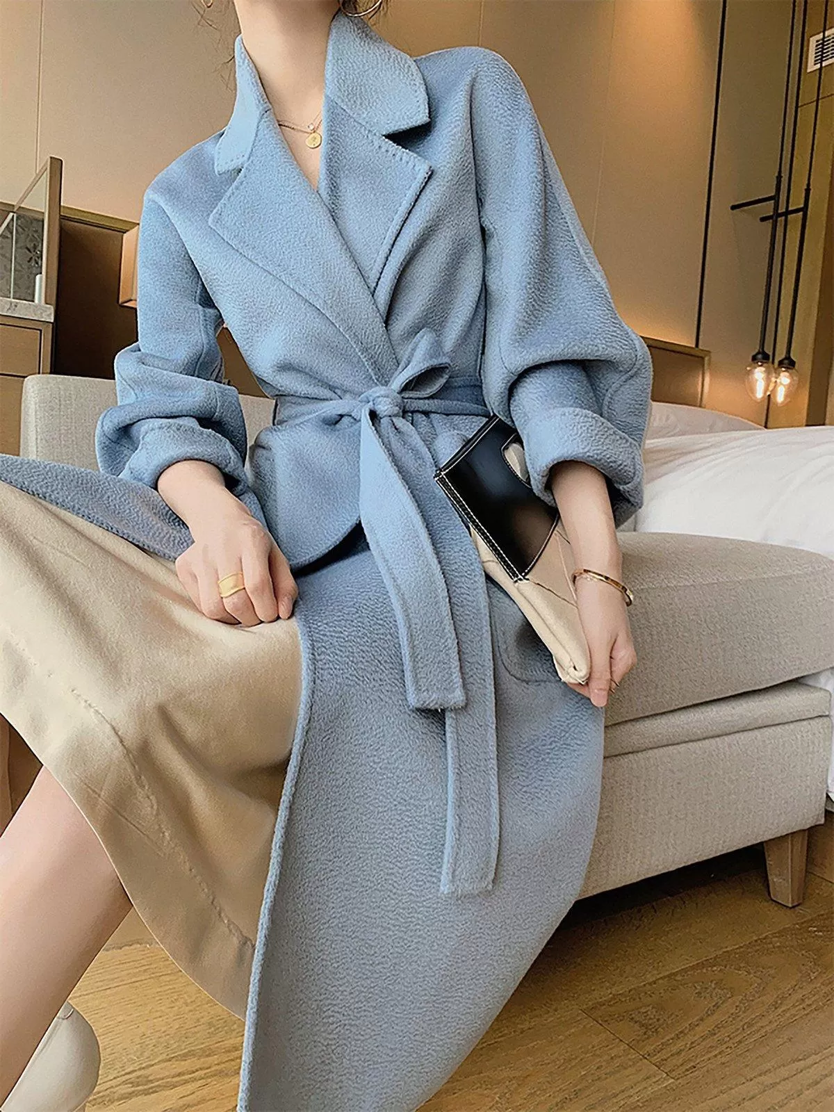 Eudora Wrap Double Face Long Belted Wool Coat