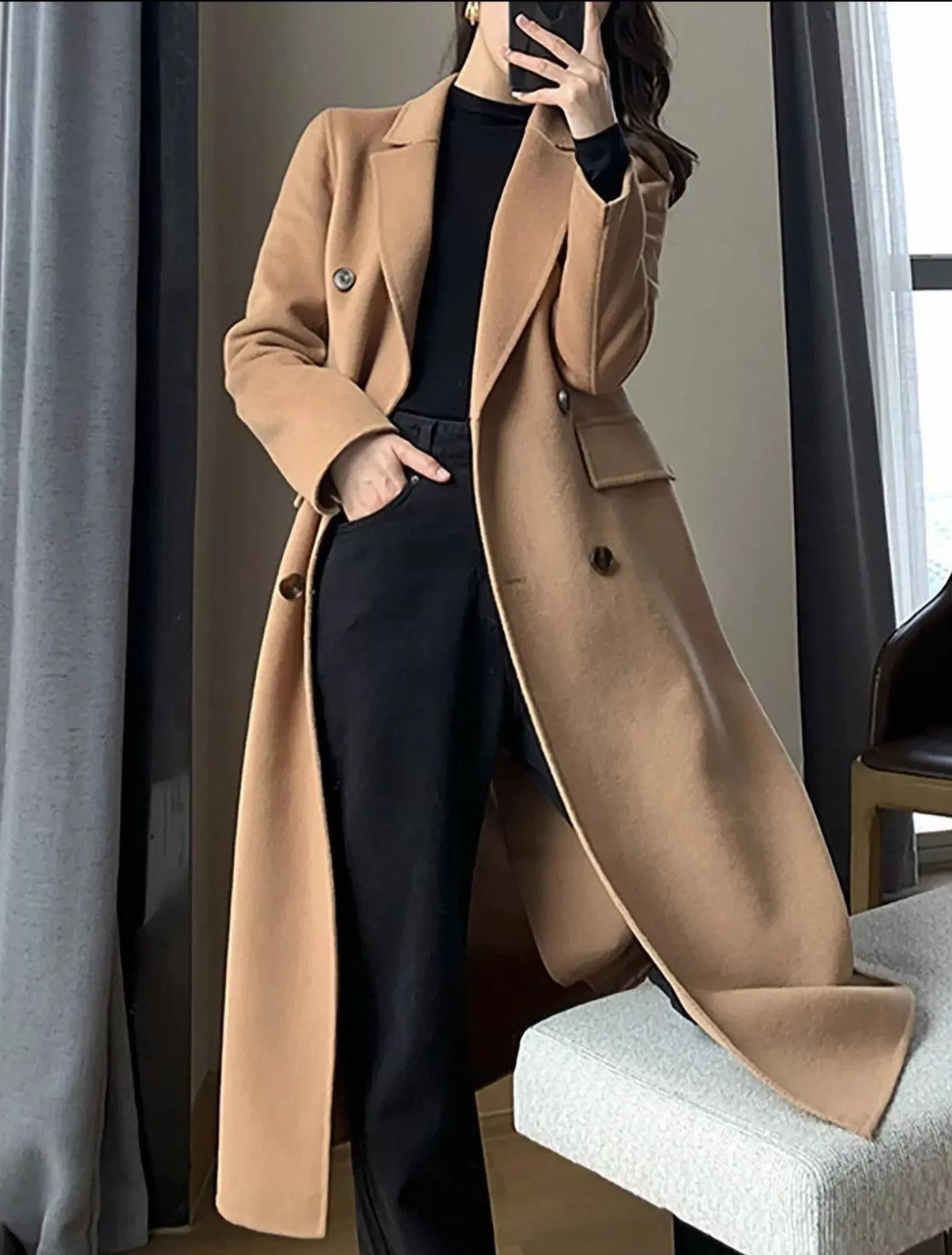 Felicia Double Face Wool Blend Fitted Coat