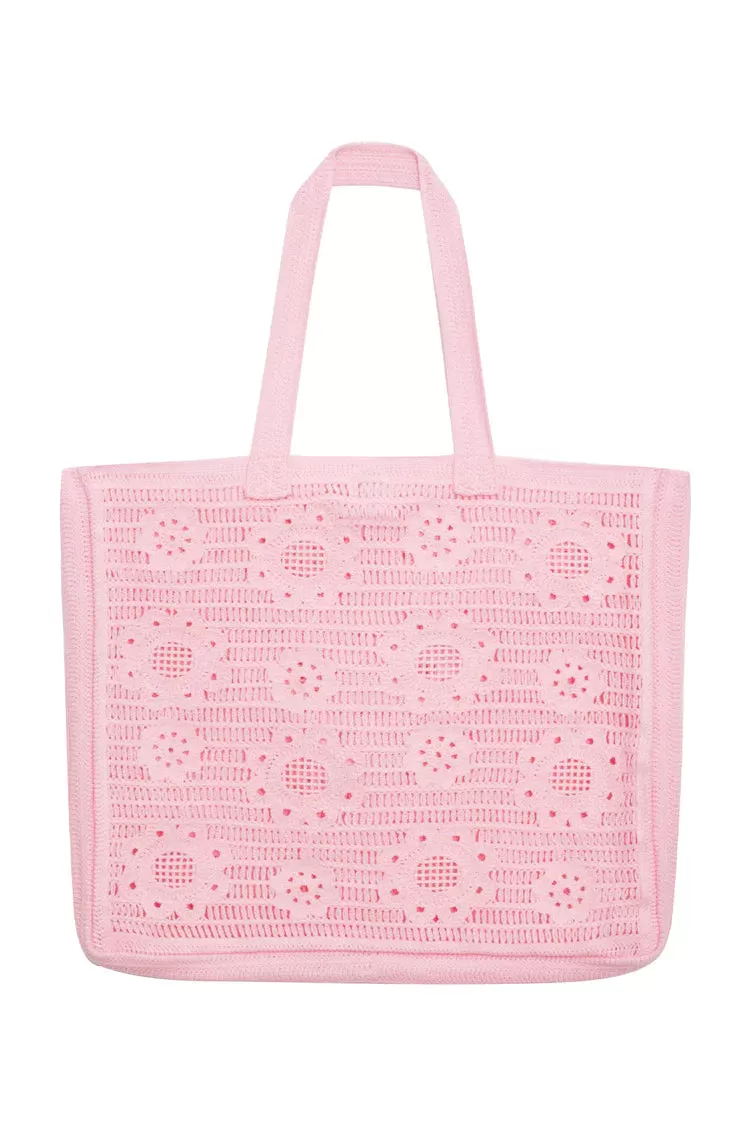 Frankies bikinis x PAMELA ANDERSON Lola Crochet Tote Bag - Pink Dream