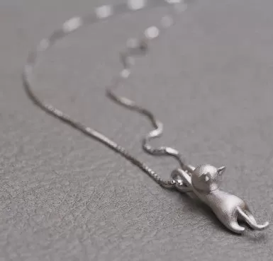 Fresh Accessories - Hanging Cat Sterling Silver Necklace