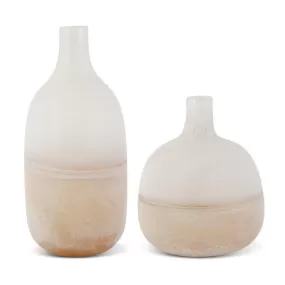 Frosted Tan Ombre Glass Bottles - 10 inch