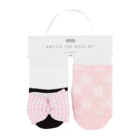 Gingham Rattle Toe Sock Set