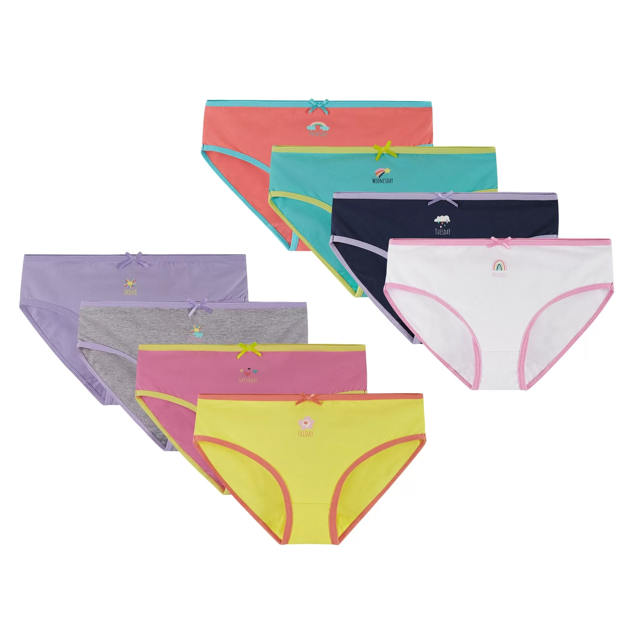 Girls Eight Pack Bikini Briefs | Day of The Week