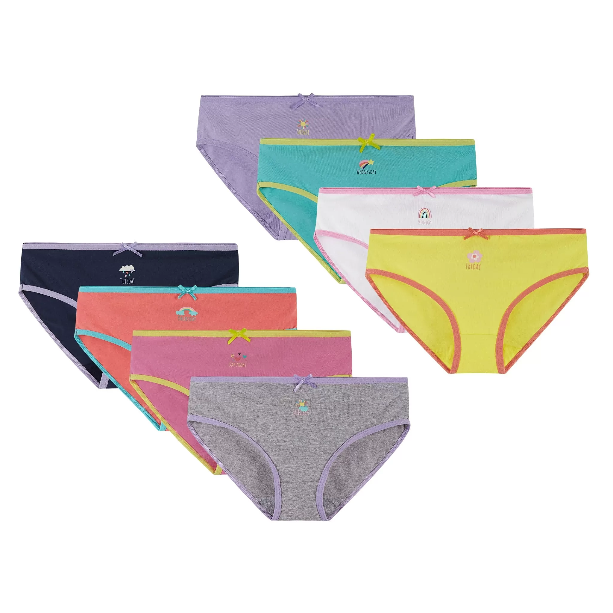 Girls Eight Pack Bikini Briefs | Day of The Week