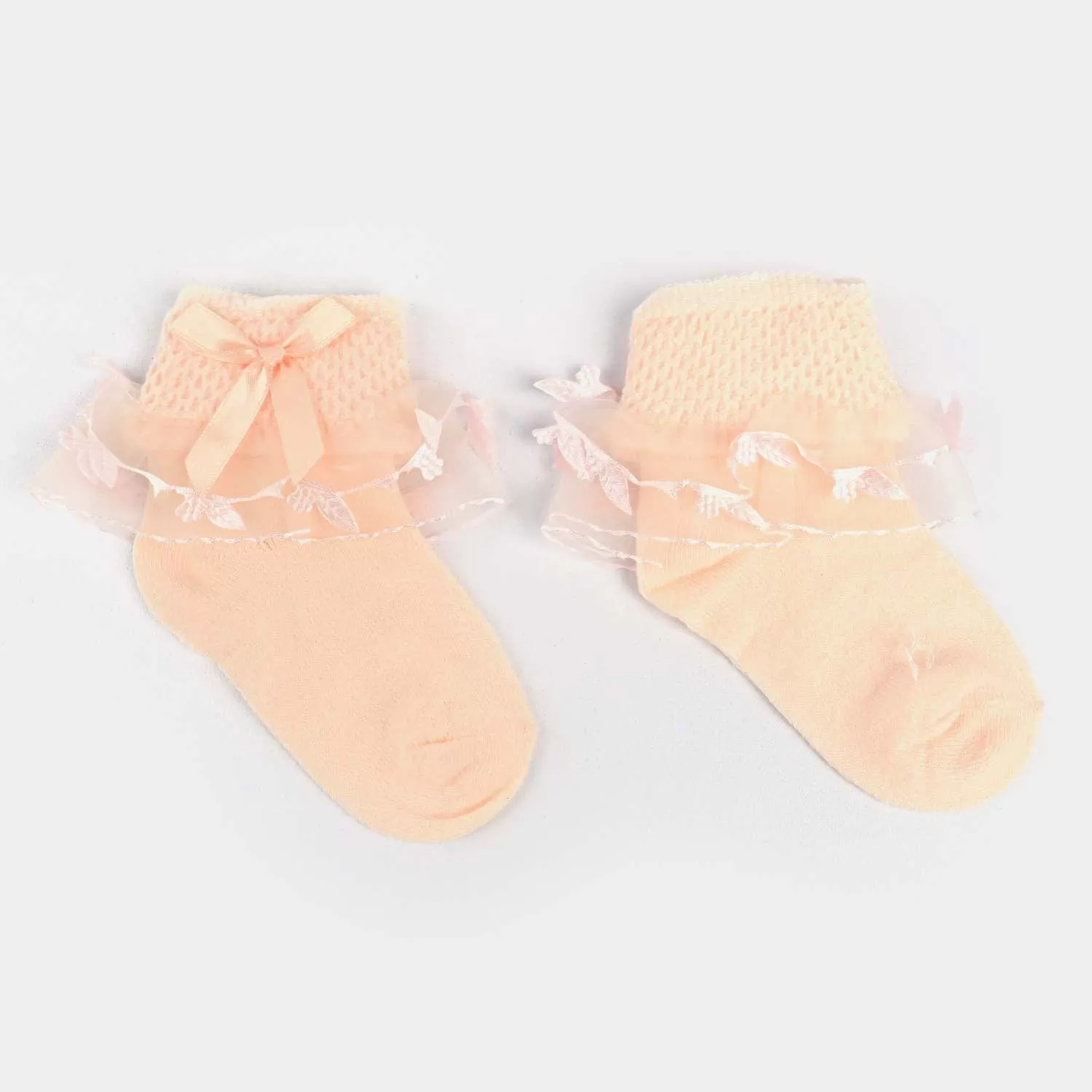 Girls Fashion Frill Socks E -Orange