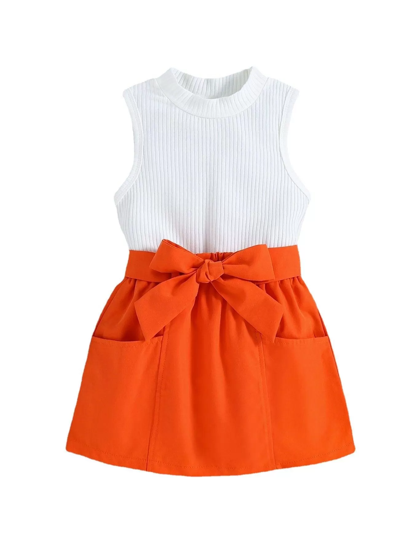 Girls' Spring and Summer Pure Cotton Vest Candy Color Strappy Skirt Two-piece Children's Suit