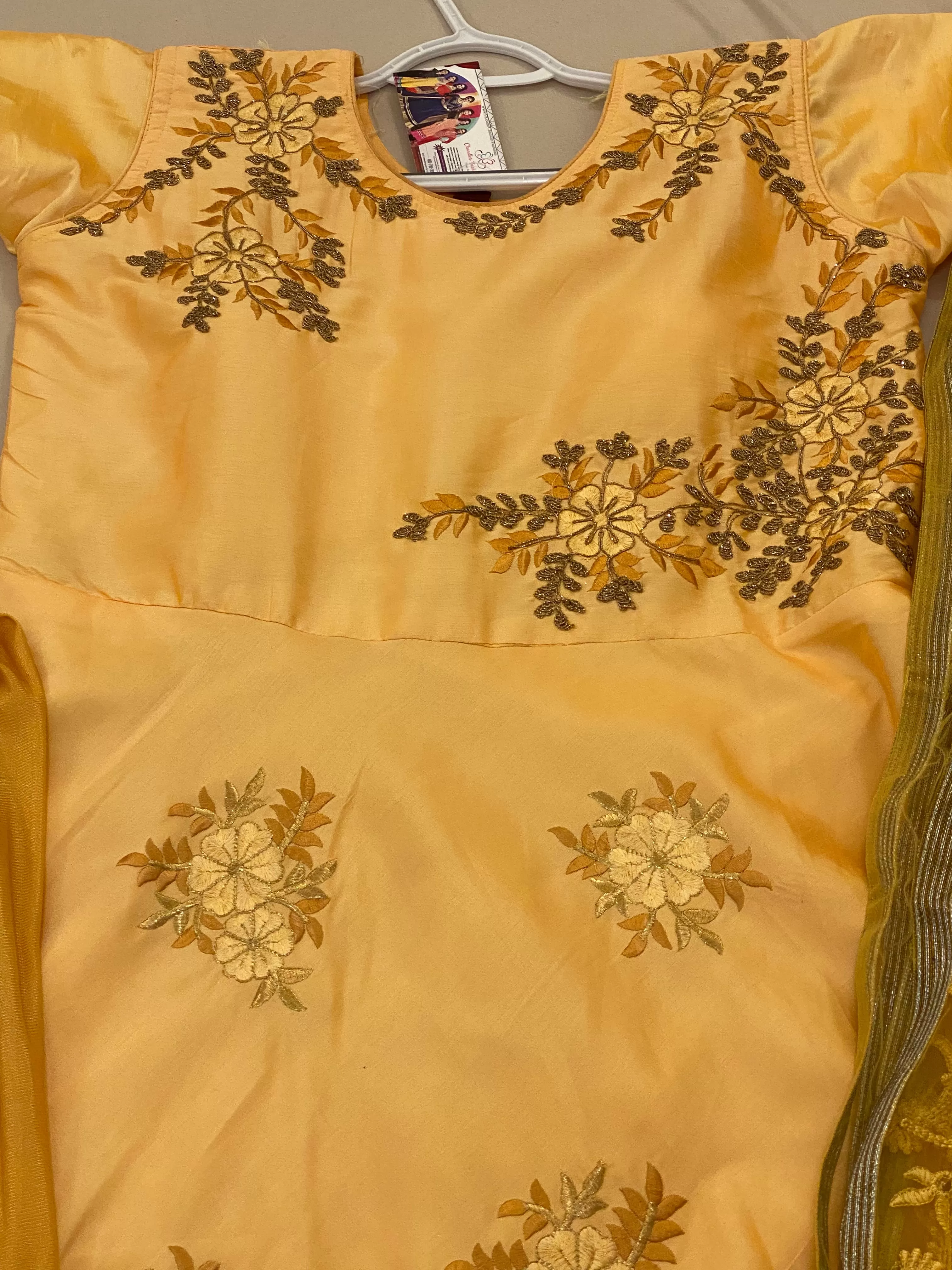 Gorgeous Yellow Color Anarkali Suit With Bottom And Dupatta