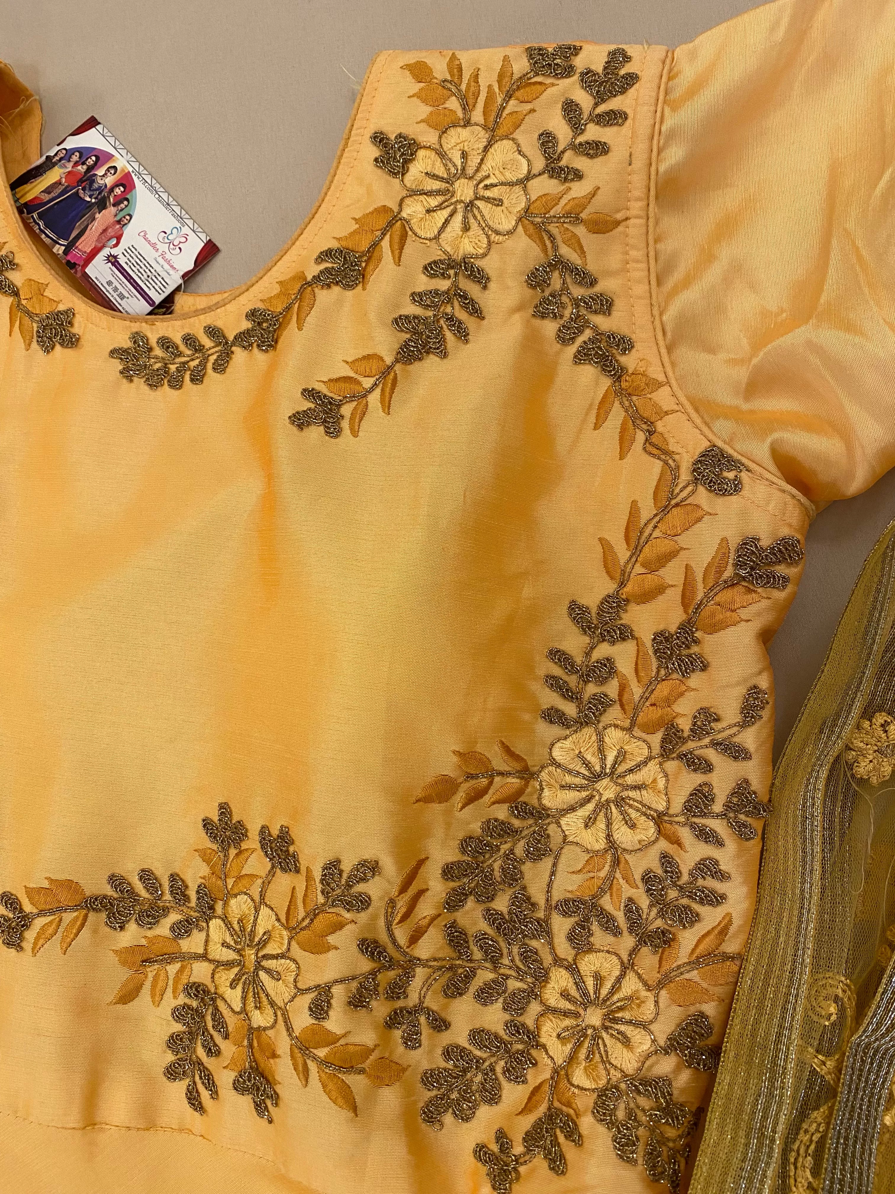 Gorgeous Yellow Color Anarkali Suit With Bottom And Dupatta