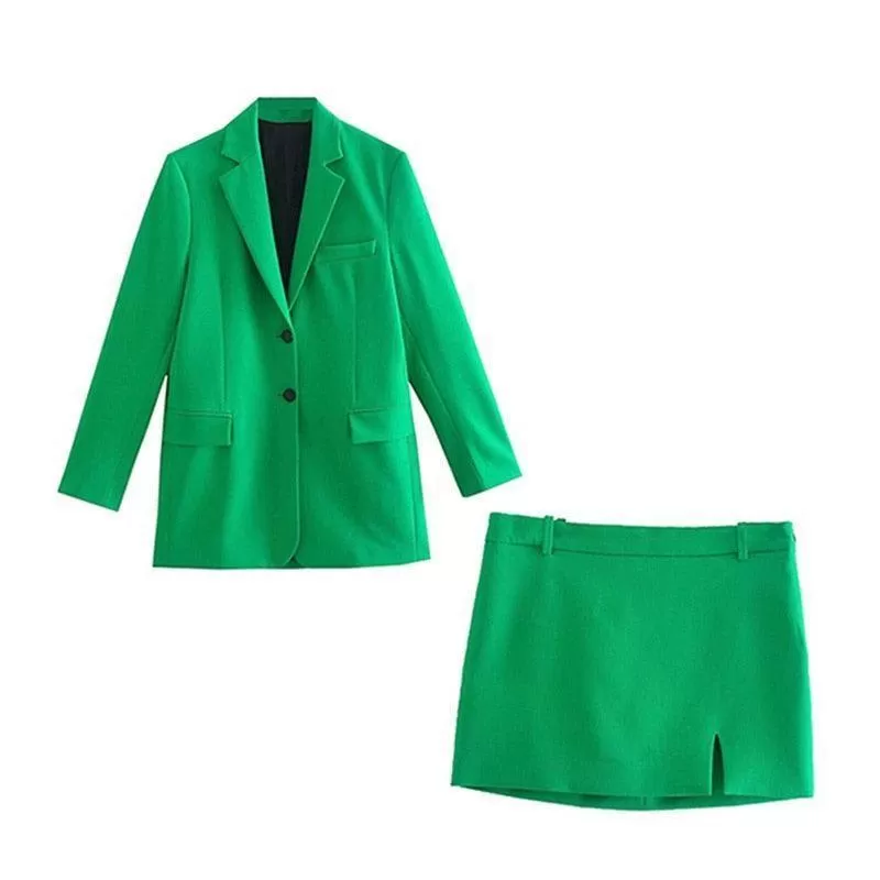 Green Mini Skirt Suit