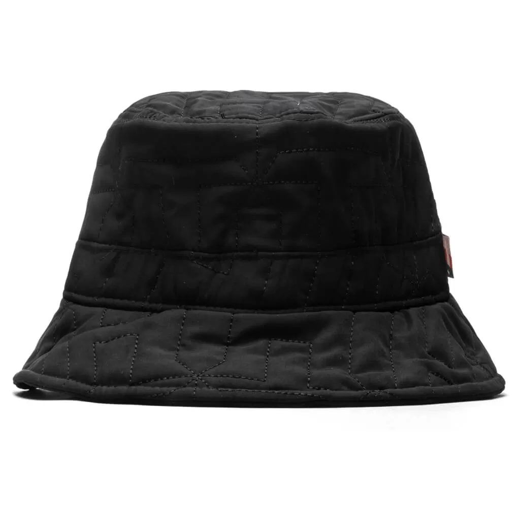 H Quilted Bucket Hat - Black