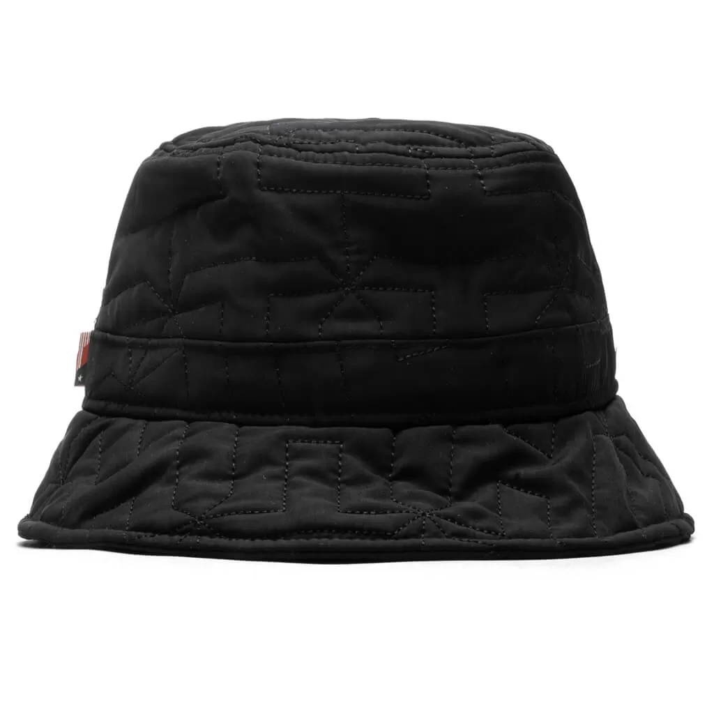 H Quilted Bucket Hat - Black