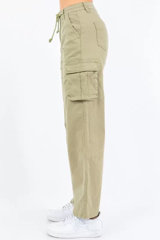 High Waist Drawstring Wide Pants