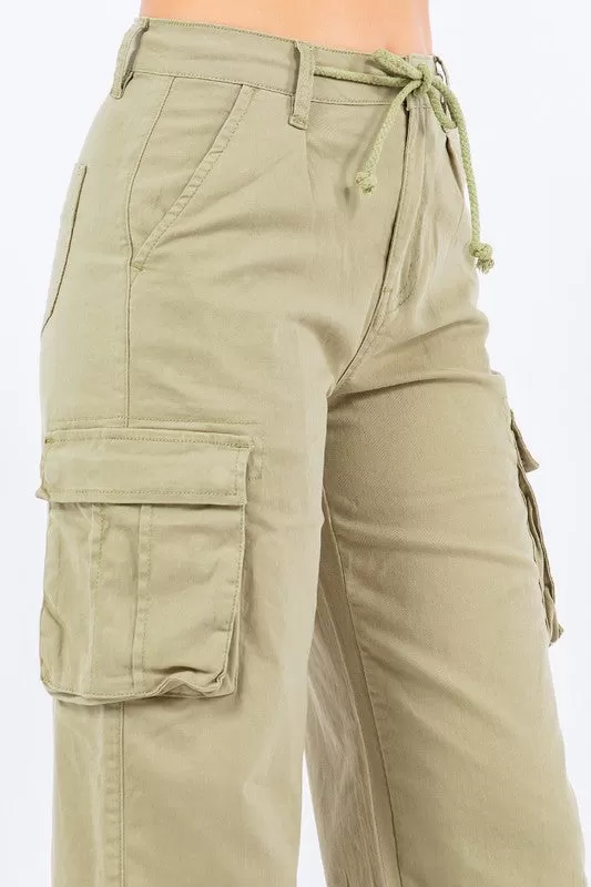 High Waist Drawstring Wide Pants