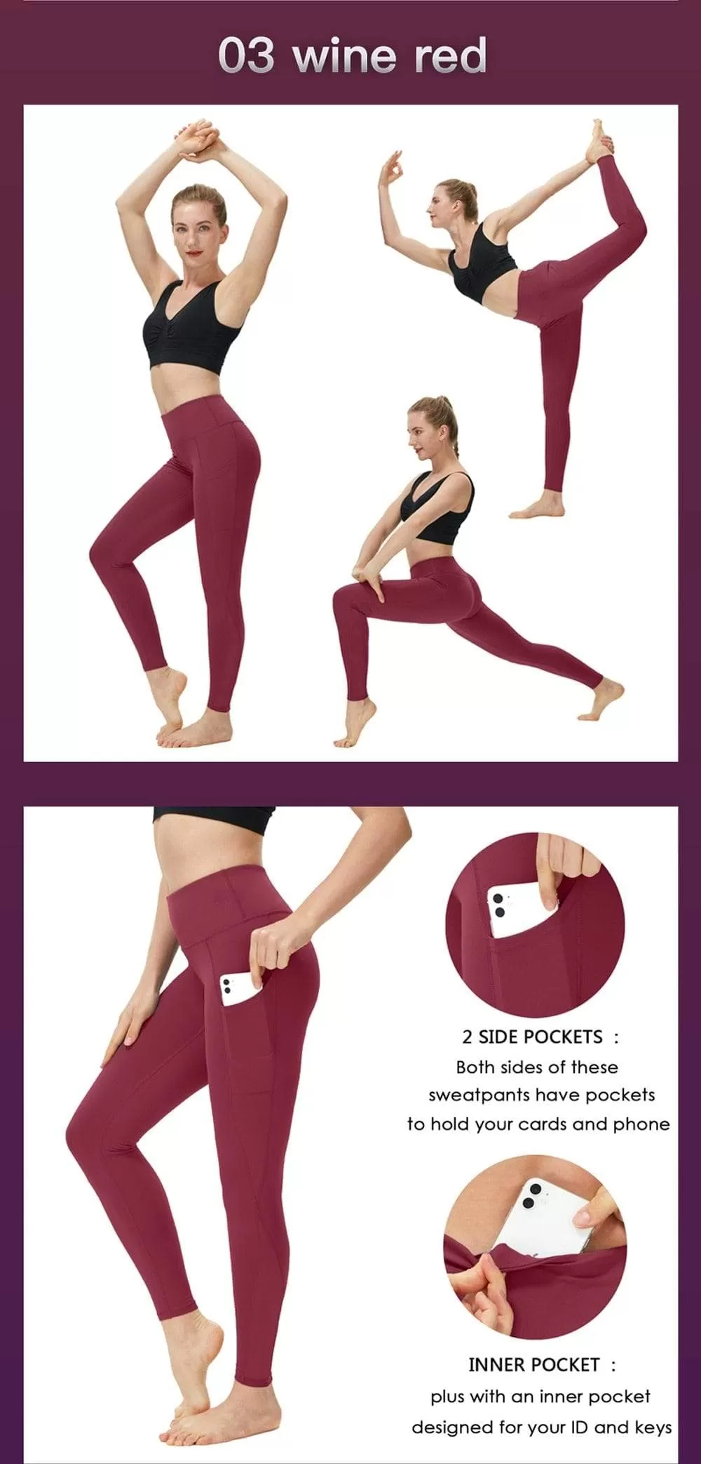 High Waist Yoga Trousers With Pockets Abdomen Squat Exercise Pants Suitable For Women To Stretch Running Fitness Leggings