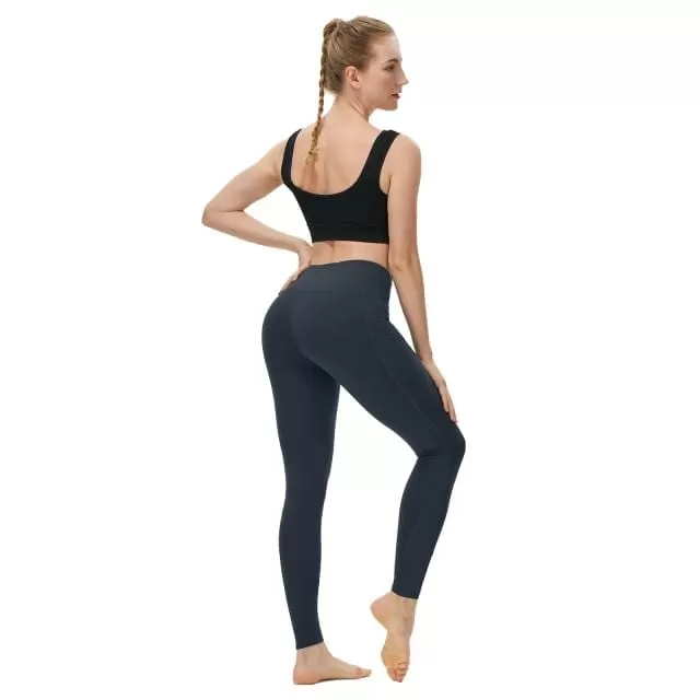 High Waist Yoga Trousers With Pockets Abdomen Squat Exercise Pants Suitable For Women To Stretch Running Fitness Leggings