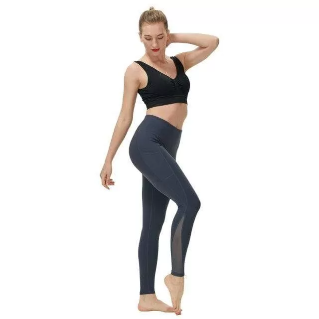 High Waist Yoga Trousers With Pockets Abdomen Squat Exercise Pants Suitable For Women To Stretch Running Fitness Leggings