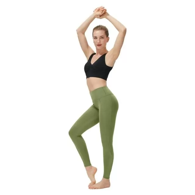 High Waist Yoga Trousers With Pockets Abdomen Squat Exercise Pants Suitable For Women To Stretch Running Fitness Leggings