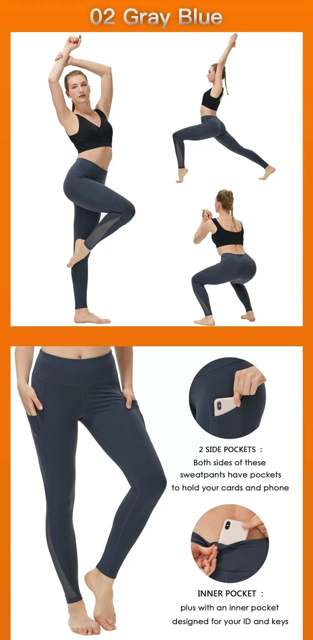 High Waist Yoga Trousers With Pockets Abdomen Squat Exercise Pants Suitable For Women To Stretch Running Fitness Leggings