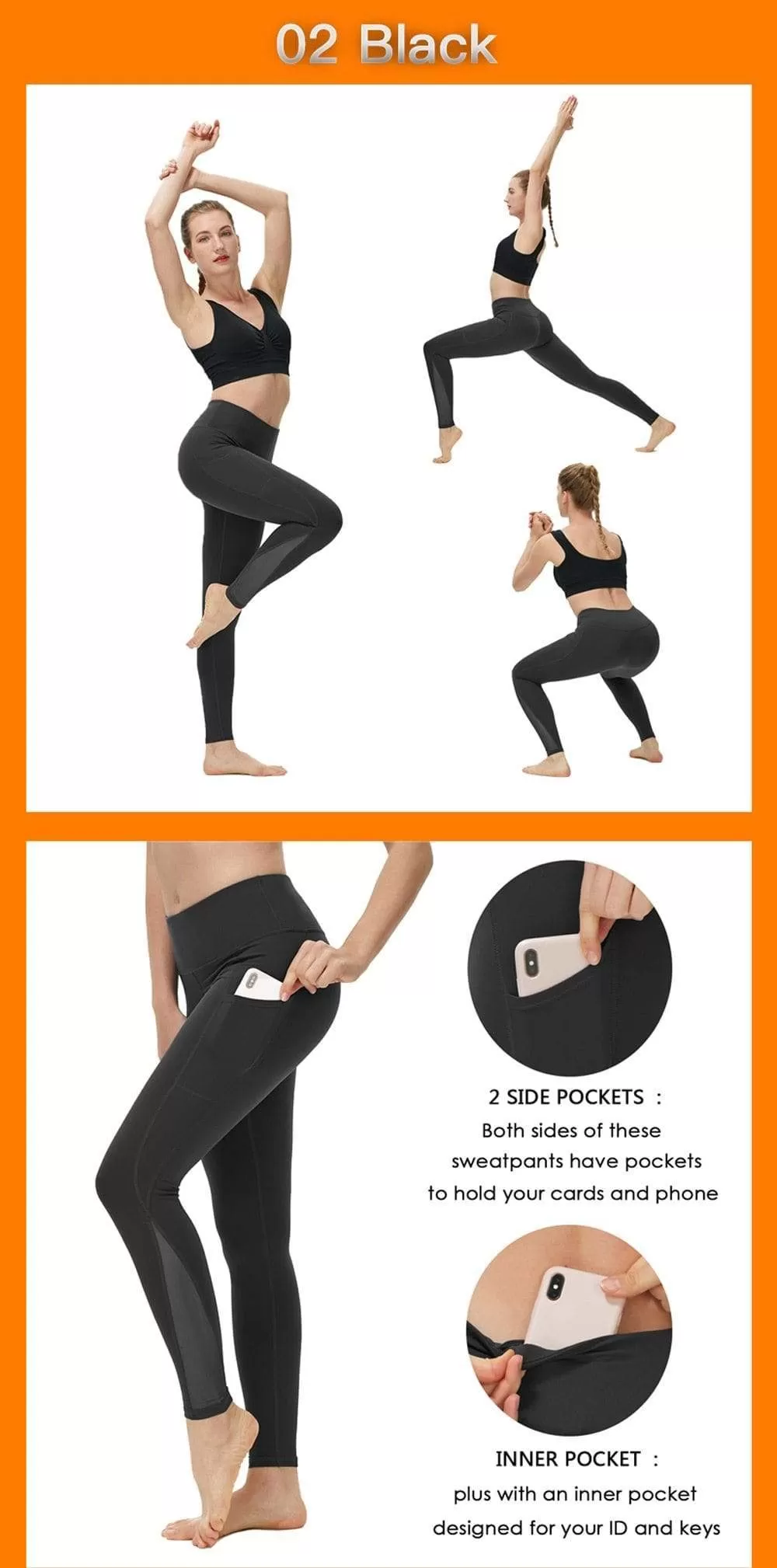 High Waist Yoga Trousers With Pockets Abdomen Squat Exercise Pants Suitable For Women To Stretch Running Fitness Leggings