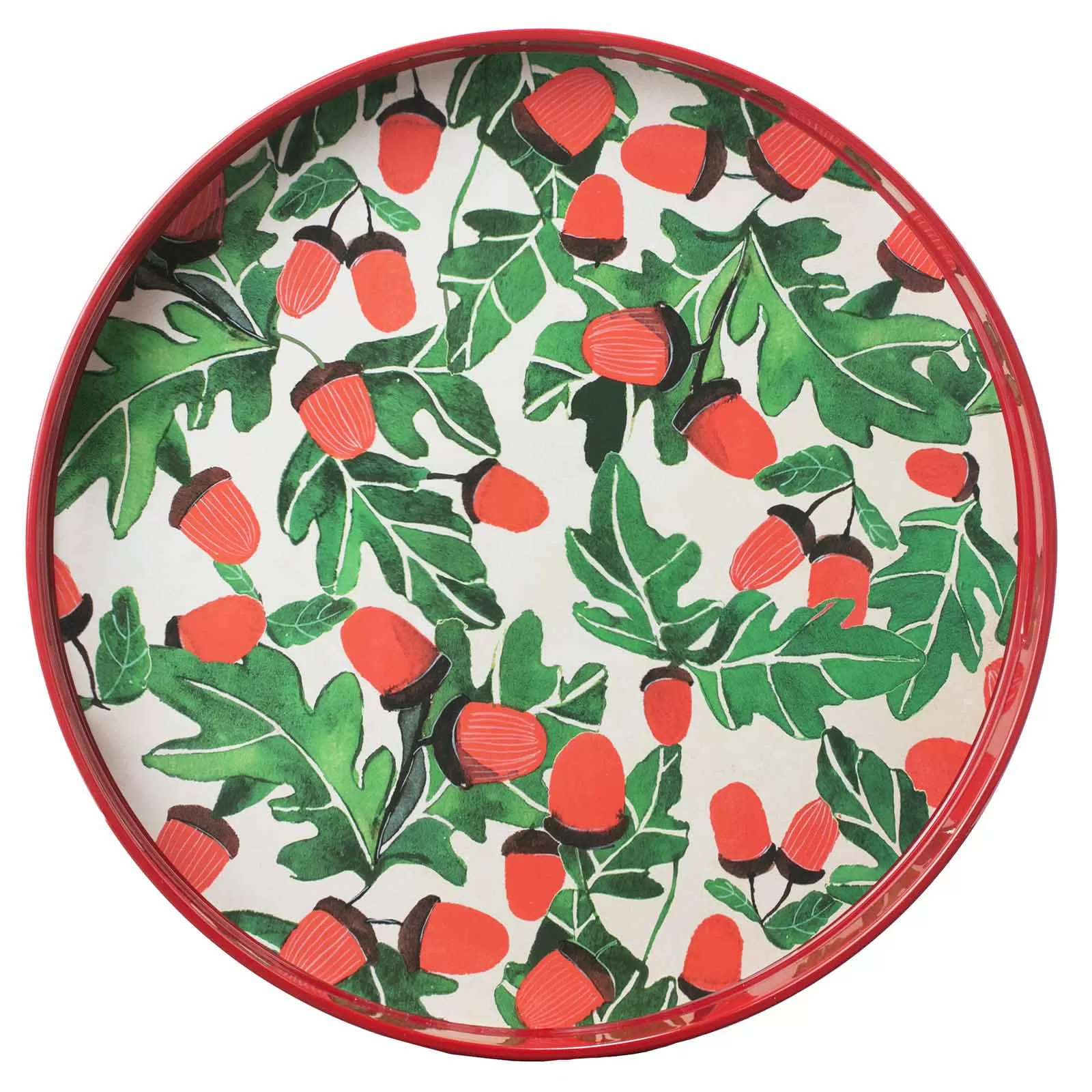 Holiday Acorns 15 Inch Round Tray