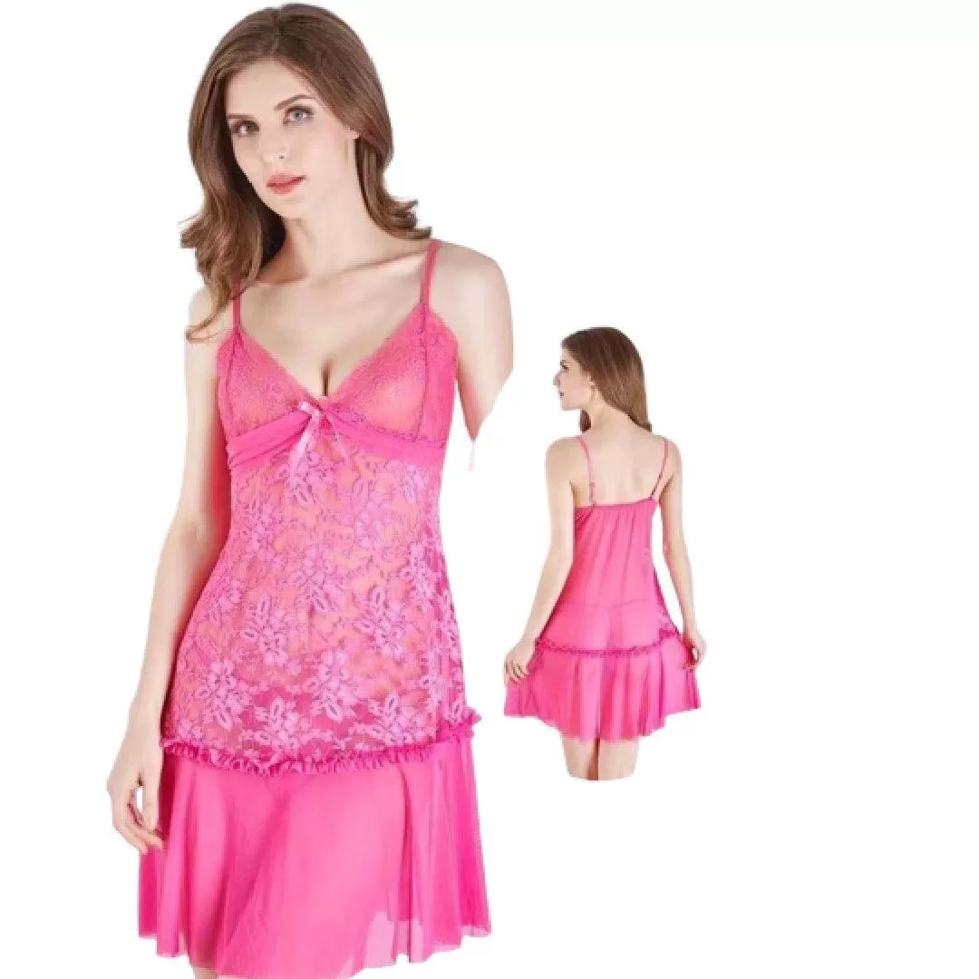 Hot Nighty for Bridal Short Nighty 2Pc Babydoll transparent Net Gown Nightwear Ladies Nighty