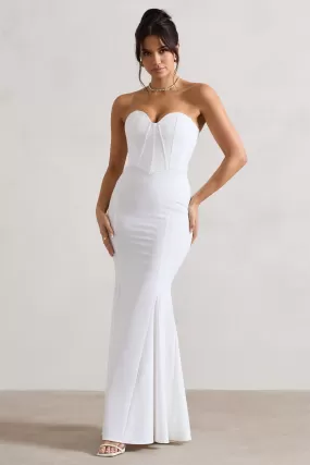 Idyllic | Cream Strapless Corset Style Fishtail Maxi Dress