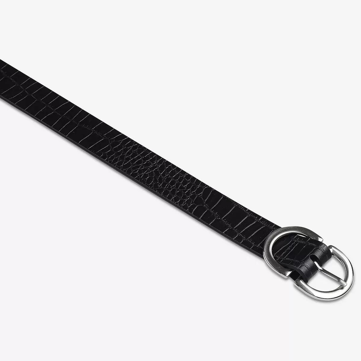 In Reverse - Black Croc Silver Leather Belt