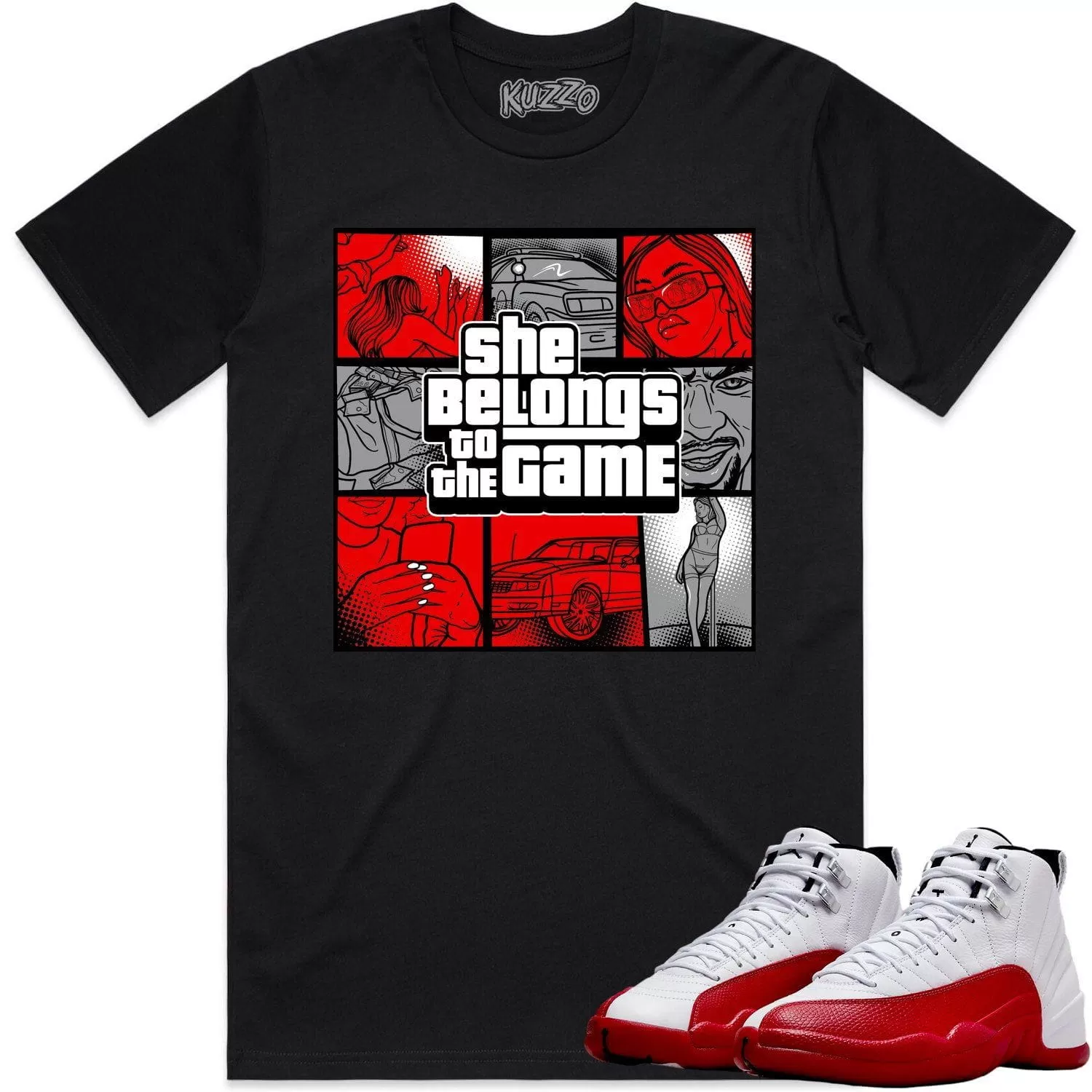 Jordan 12 Cherry 12s Shirt to Match - RED BELONGS TO THE GAME