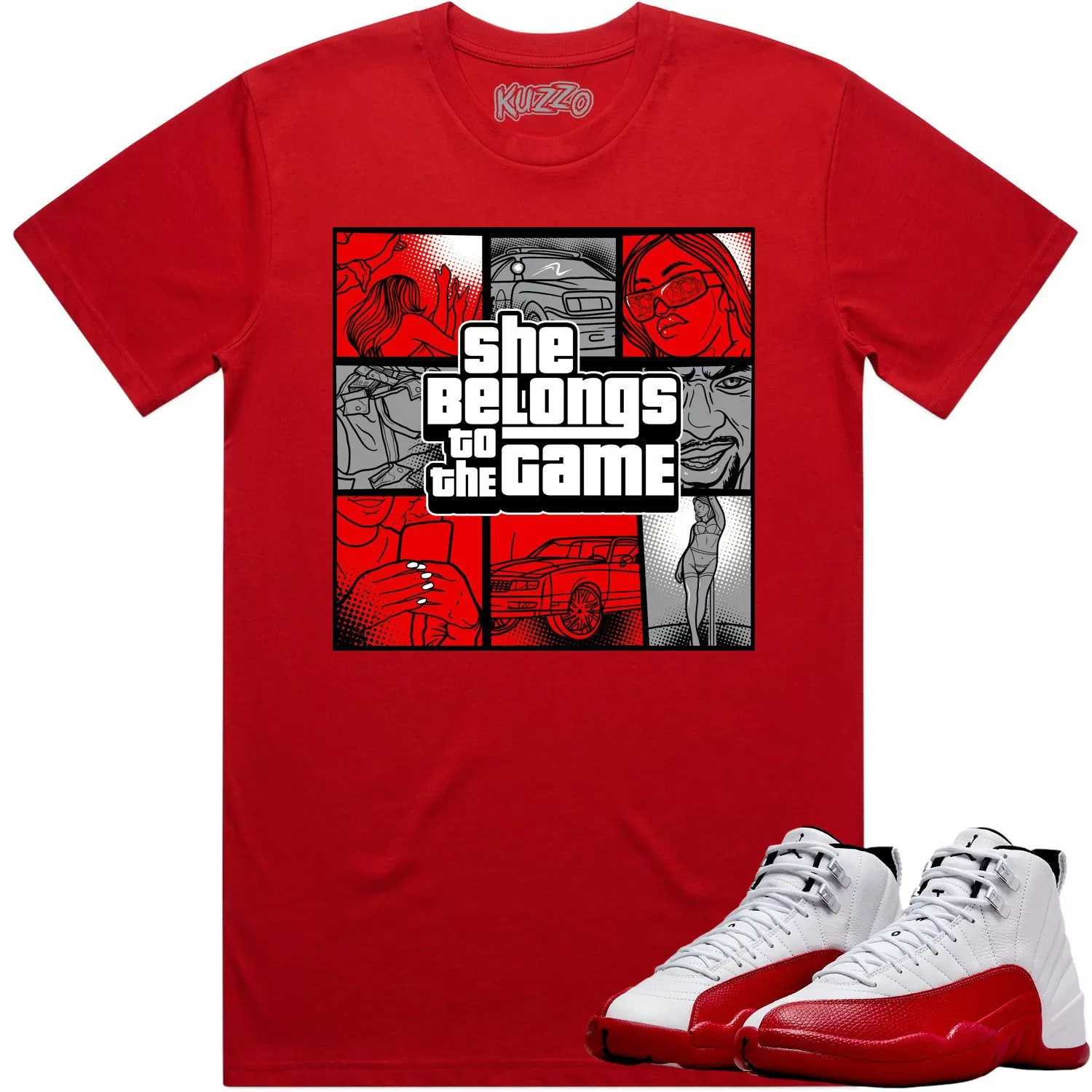 Jordan 12 Cherry 12s Shirt to Match - RED BELONGS TO THE GAME