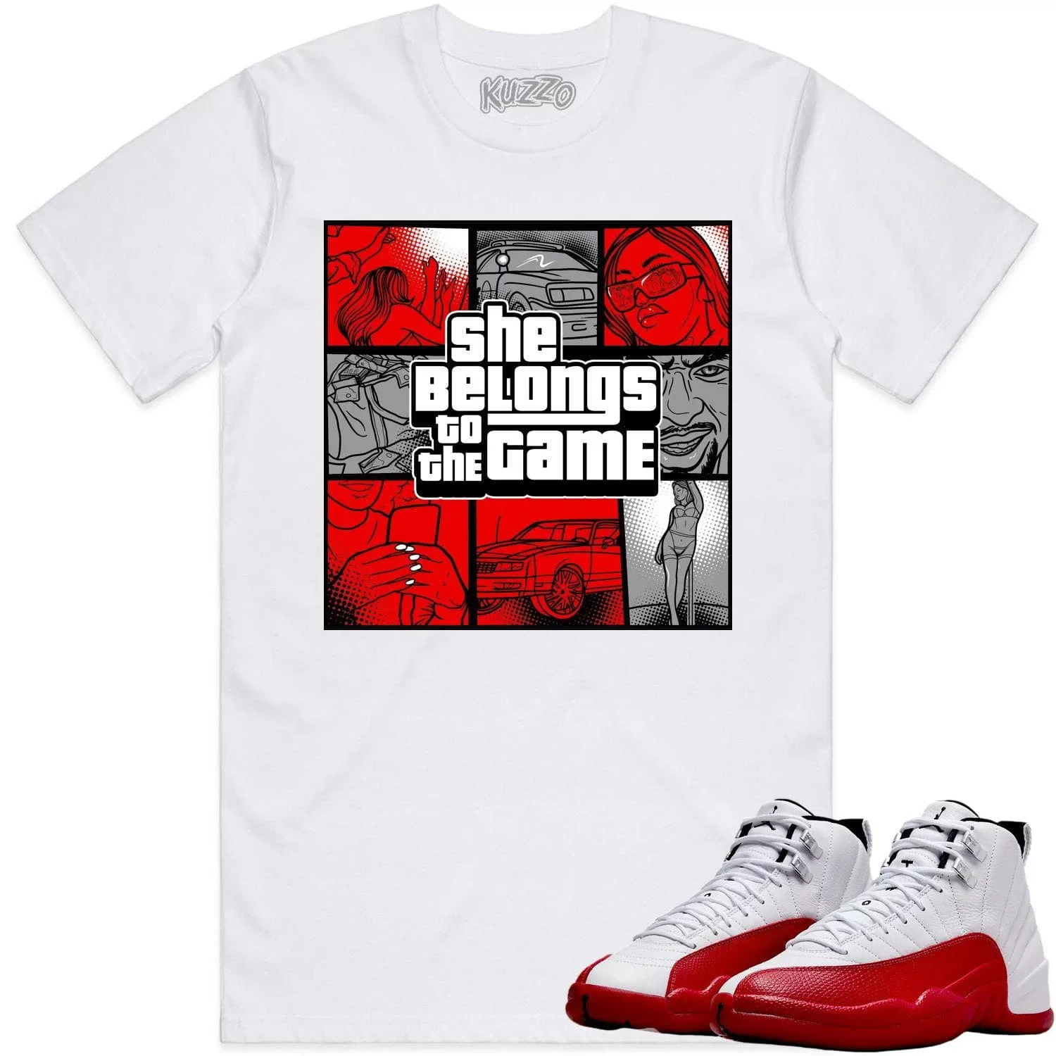 Jordan 12 Cherry 12s Shirt to Match - RED BELONGS TO THE GAME