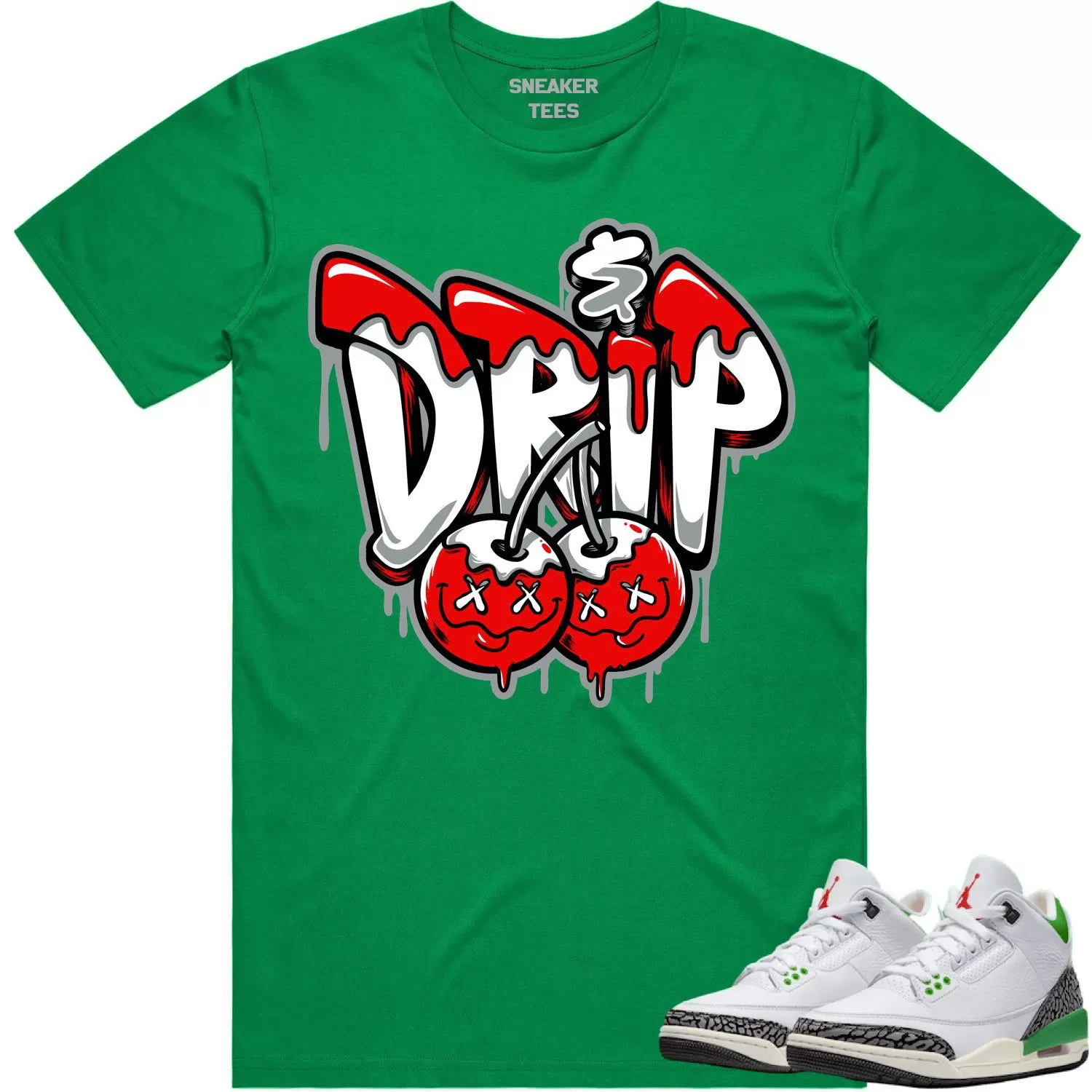 Jordan 3 Lucky Green 3s Shirt to Match - RED MONEY DRIP