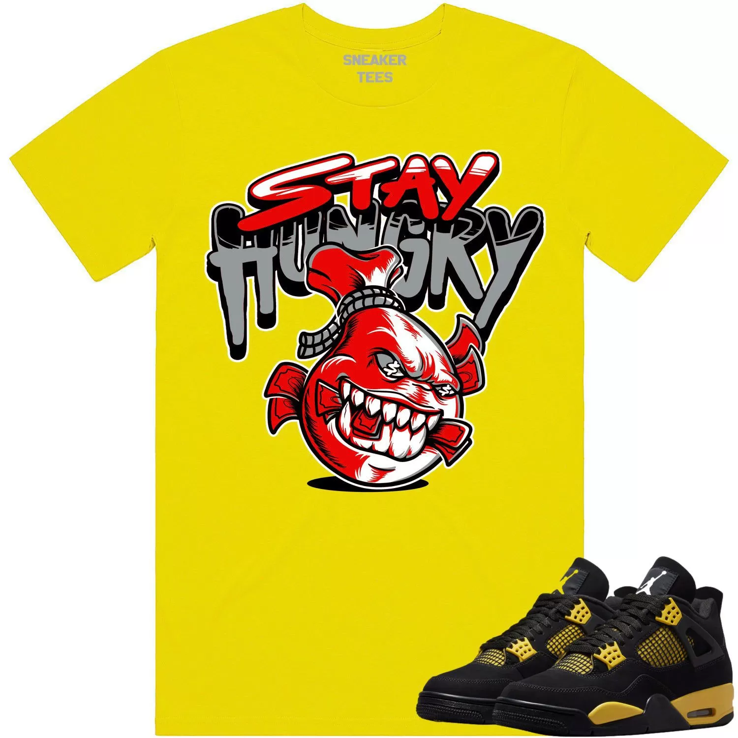 Jordan 4 Thunder 4s Shirt to Match - RED STAY HUNGRY