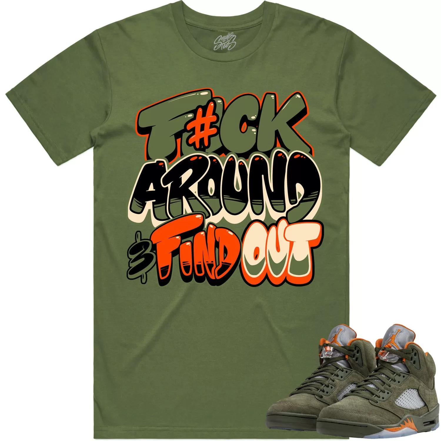 Jordan Retro 5 Olive 5s Shirt to Match - CELADON F#CK