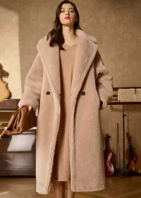 June Oversize Two Button Wool Fur Long Teddy Coat