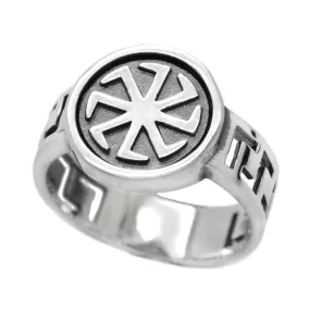 Kolyadnyk Slavic Symbol Men Ring Silver 925