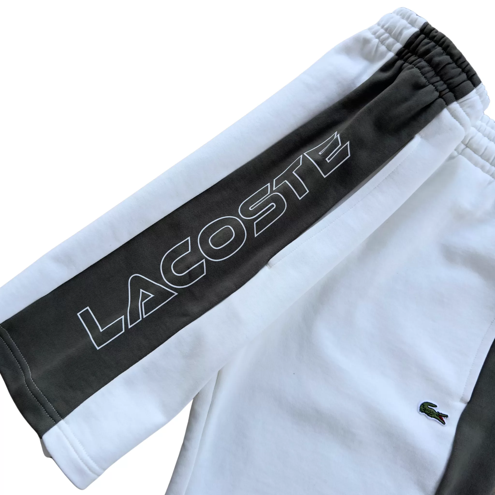 Lacoste Colorblock Fleece Shorts (White/Olive)