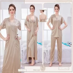 Ladies Bridal 4Pc Gown Nighty Set For Women