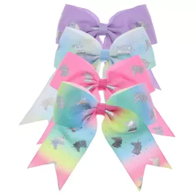 Large Unicorn Glitter Bows - 4 Pack