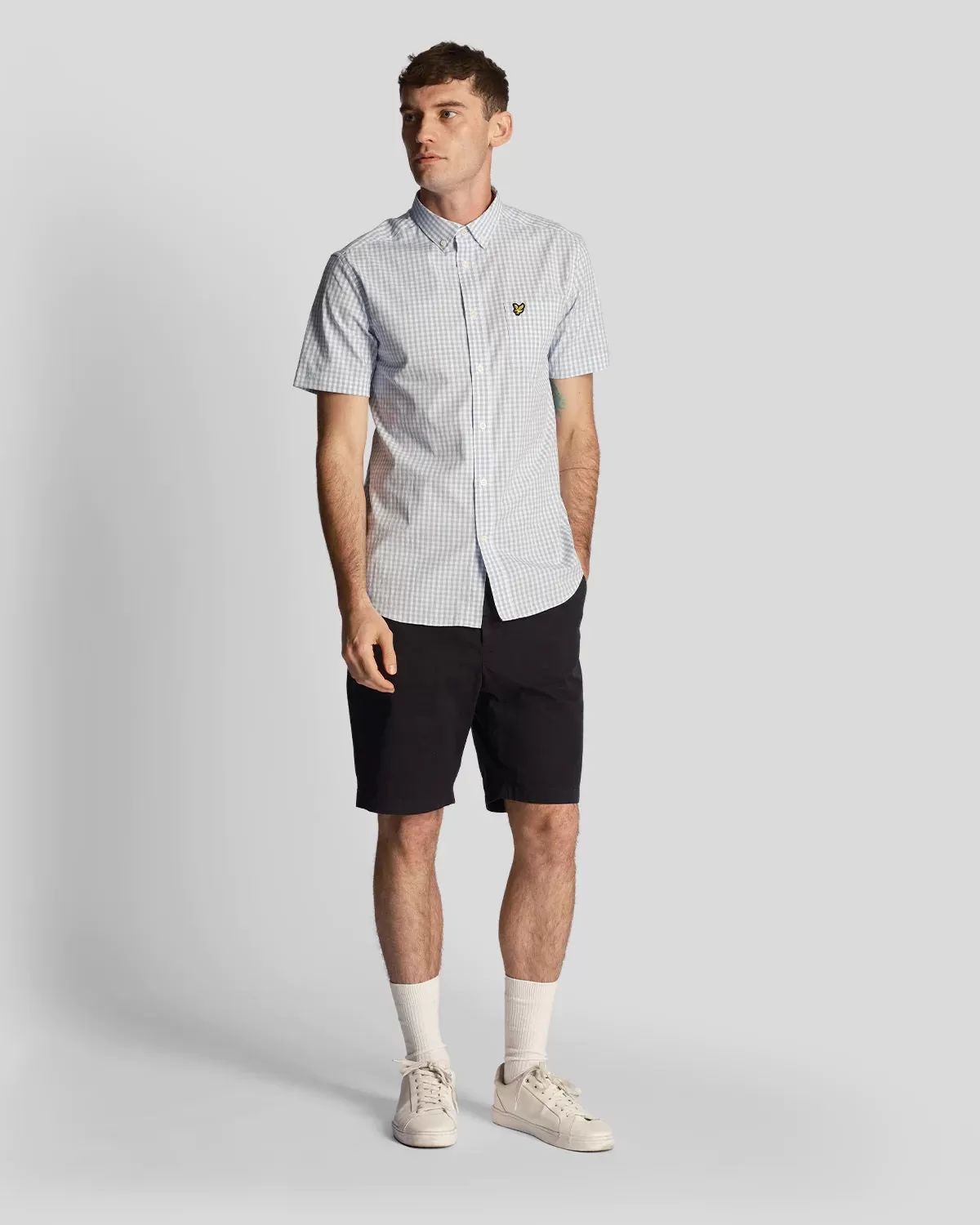 Lyle & Scott Mens Slim Fit Gingham Shirt Short Sleeve