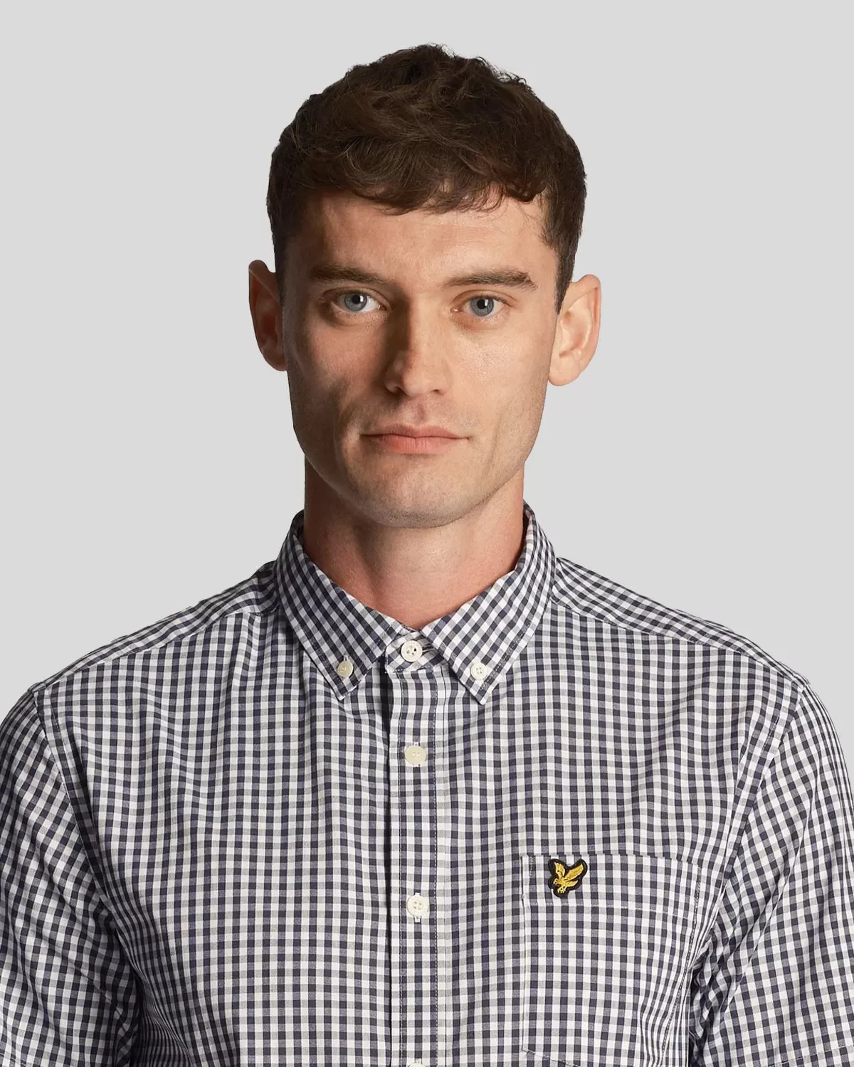 Lyle & Scott Mens Slim Fit Gingham Shirt Short Sleeve