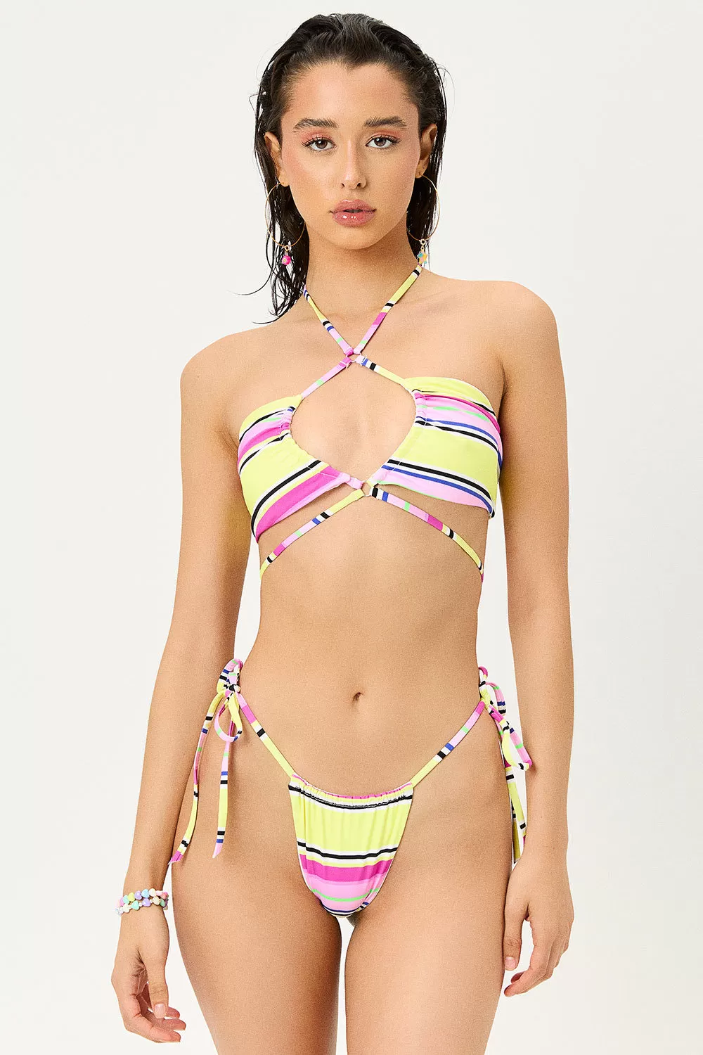 Malibu Halter String Bikini Top - Libra Stripe