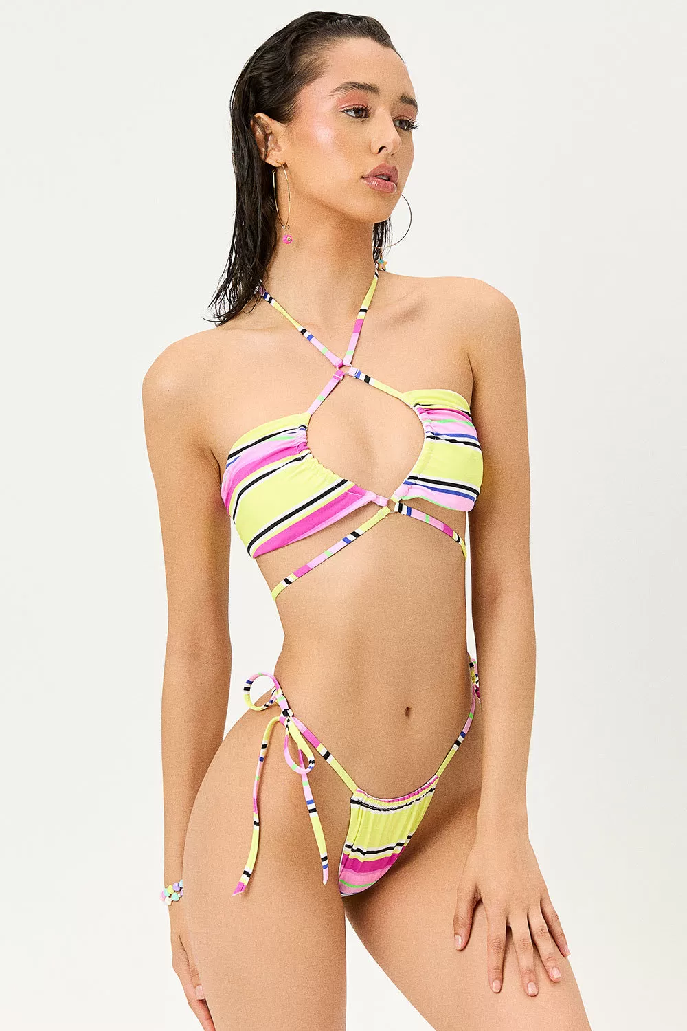 Malibu Halter String Bikini Top - Libra Stripe