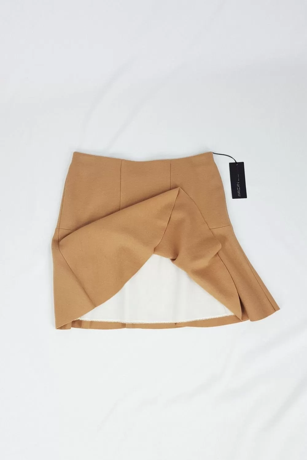 MARC CAIN Collection Brown Virgin Wool Cashmere Blend Mini Skirt (UK 10)