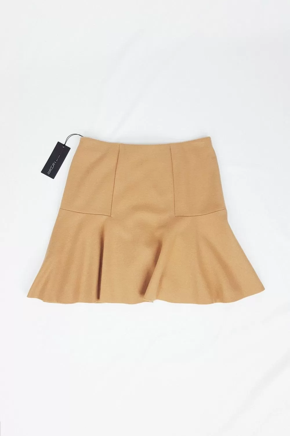 MARC CAIN Collection Brown Virgin Wool Cashmere Blend Mini Skirt (UK 10)