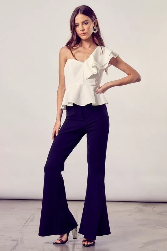 Marlin One Shoulder Ruffle Peplum Blouse